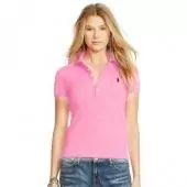 ralph lauren custom fit femme tee shirt button small pony pink